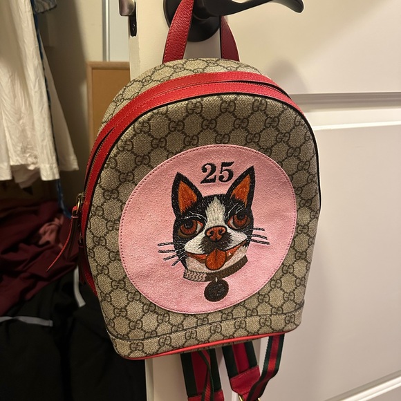 Gucci bosco Beige and Red Monogram Backpack - Picture 6 of 7